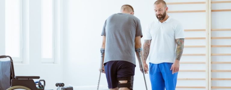 man on crutches personal injury fargo