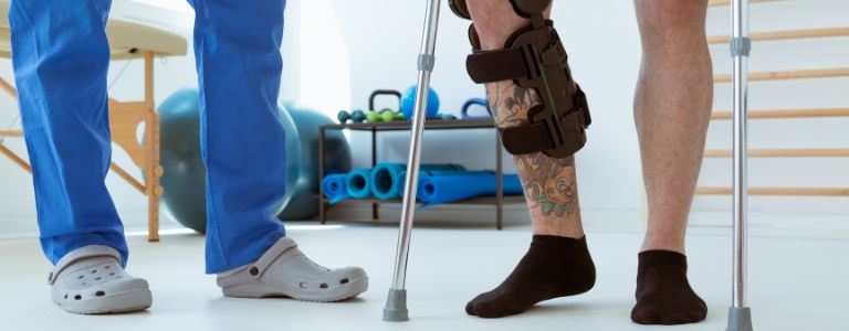 man on crutches personal injury fargo